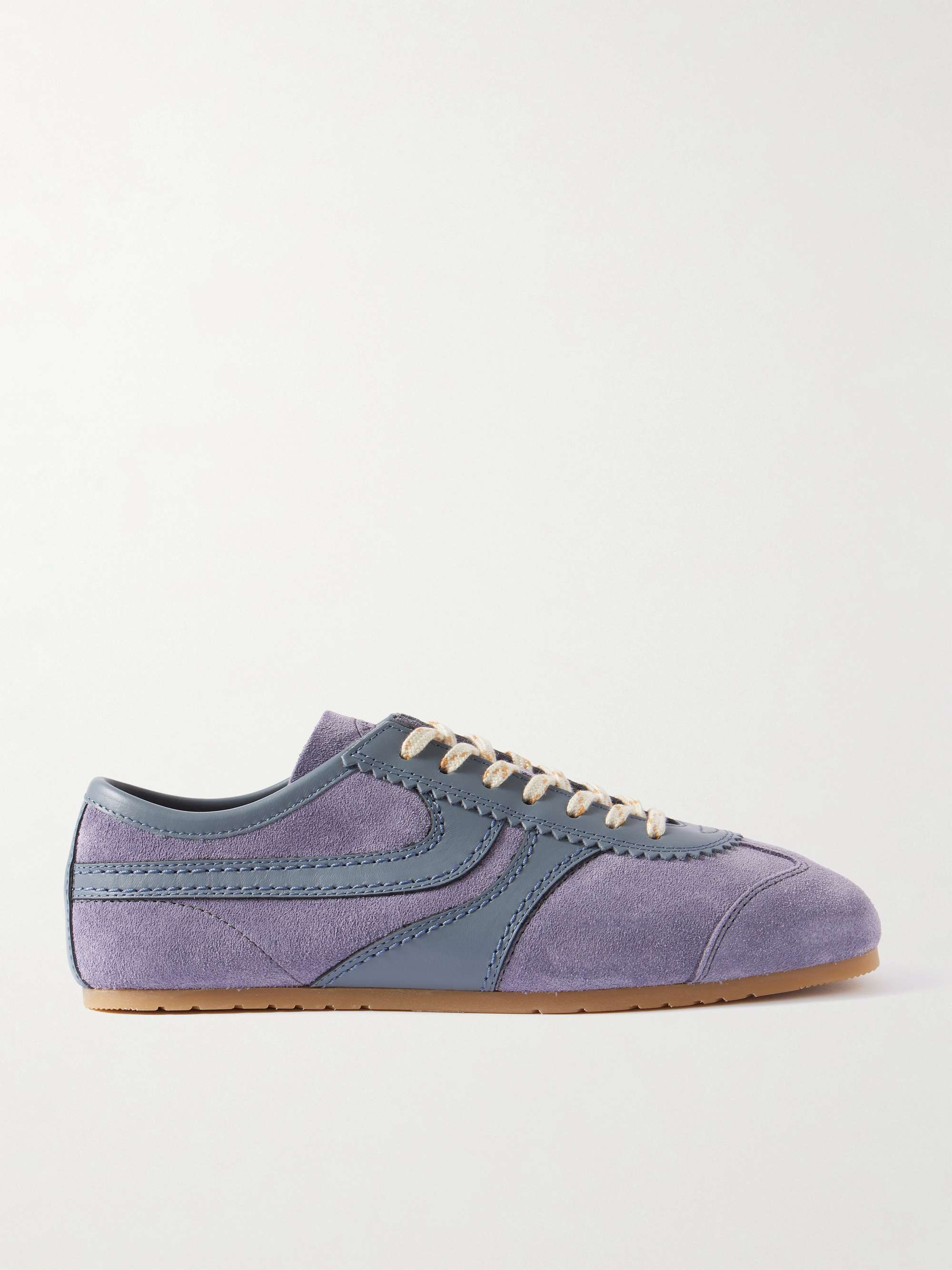 Leather-Trimmed Suede Sneakers