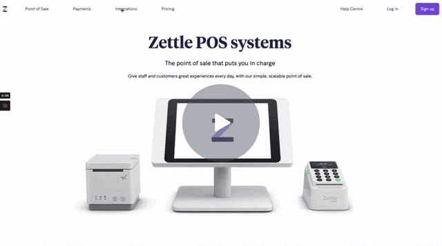 GIF showing Zettle POS integrations