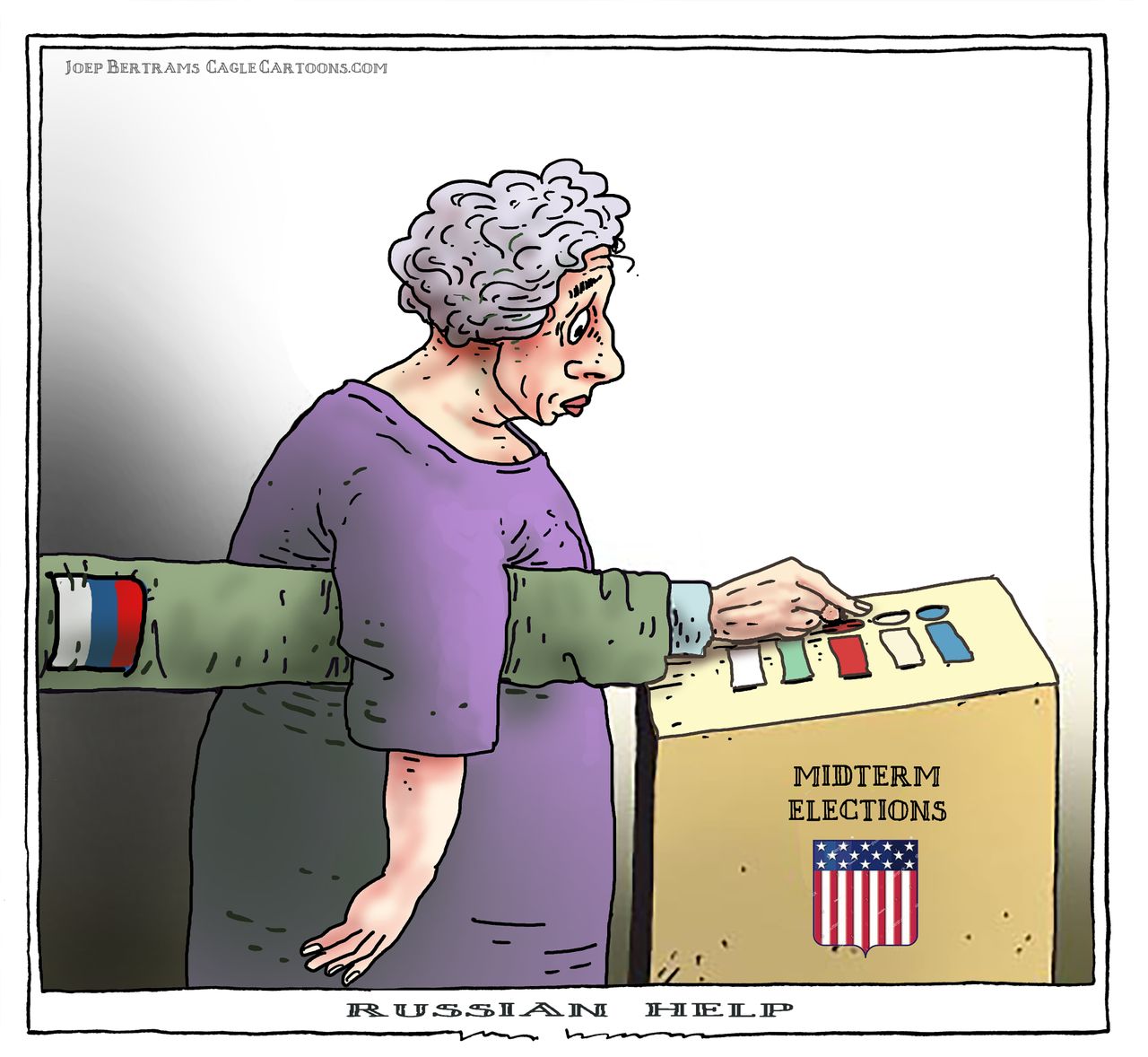 Political cartoon U.S. Russian campaign interference midterm elections