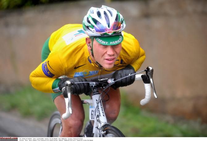 Thor Hushovd (Credit Agricole) shows off his descending skills