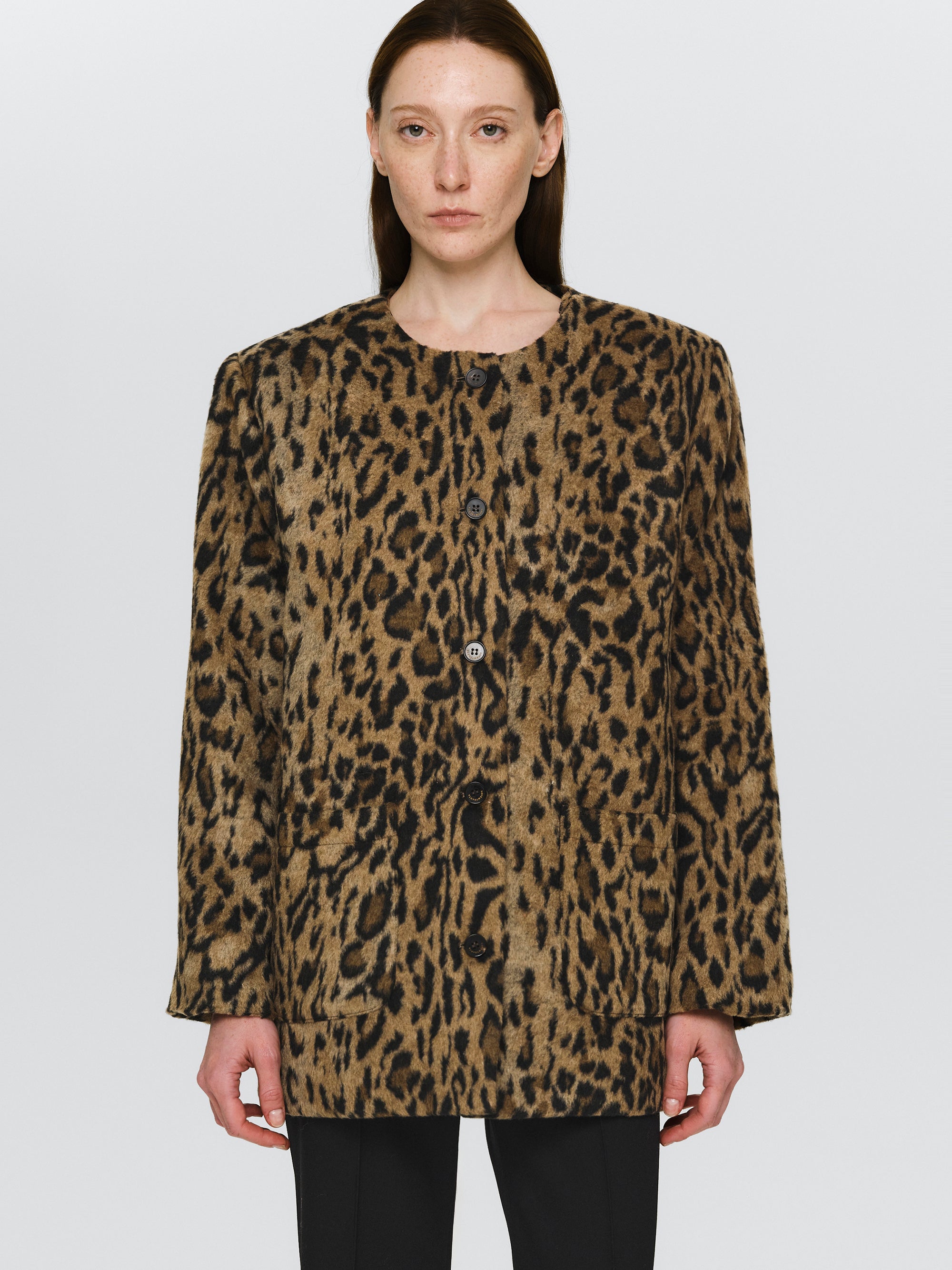 Leopard Faux-Fur Jacket, Brown