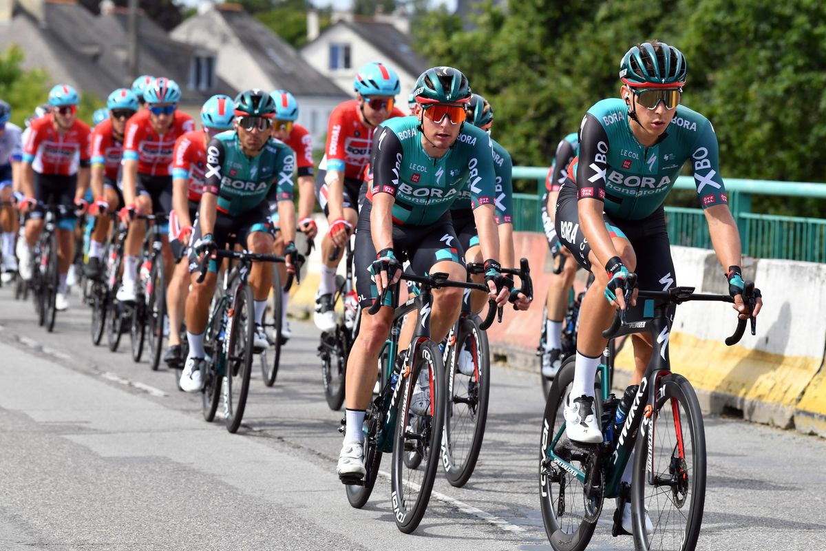 Bretagne Classic OuestFrance 2022 86th Edition Plouay Plouay 2548 km 28082022 Patrick Gamper AUT Bora Hansgrohe Lukas Postlberger AUT Bora Hansgrohe photo Miwa iijimaCVSprintCyclingAgency2022