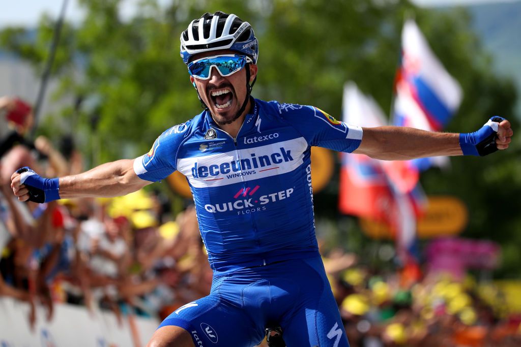 Julian Alaphilippe (Deceuninck-QuickStep) wins stage 3 of the 2019 Tour de France in Epernay, and with it takes the yellow jersey as leader of the race