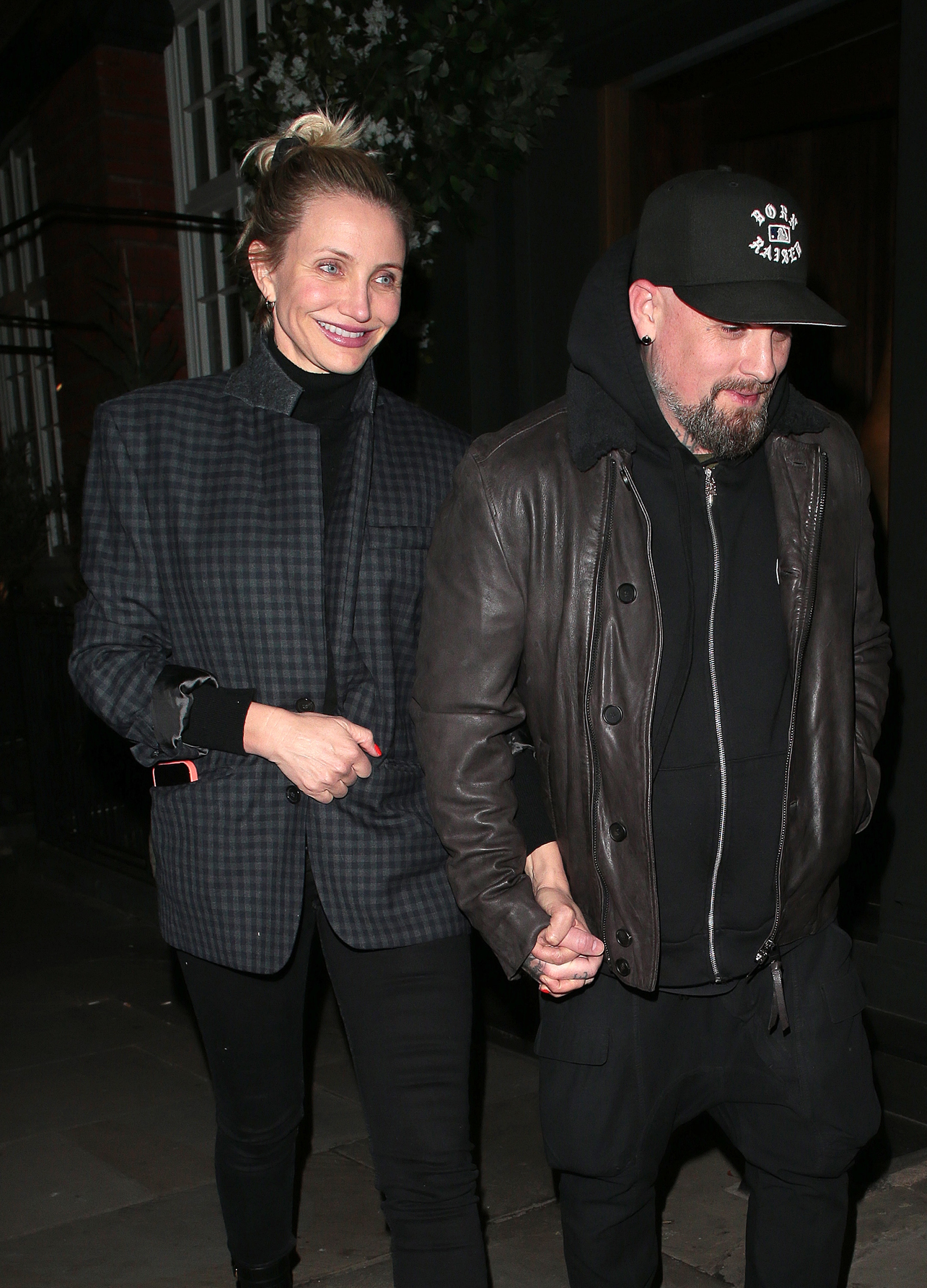 Cameron Diaz wearing gingham jacket