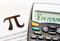 A calculator shows the start of the infinitely long number that constitues Pi, the mathematical concept.