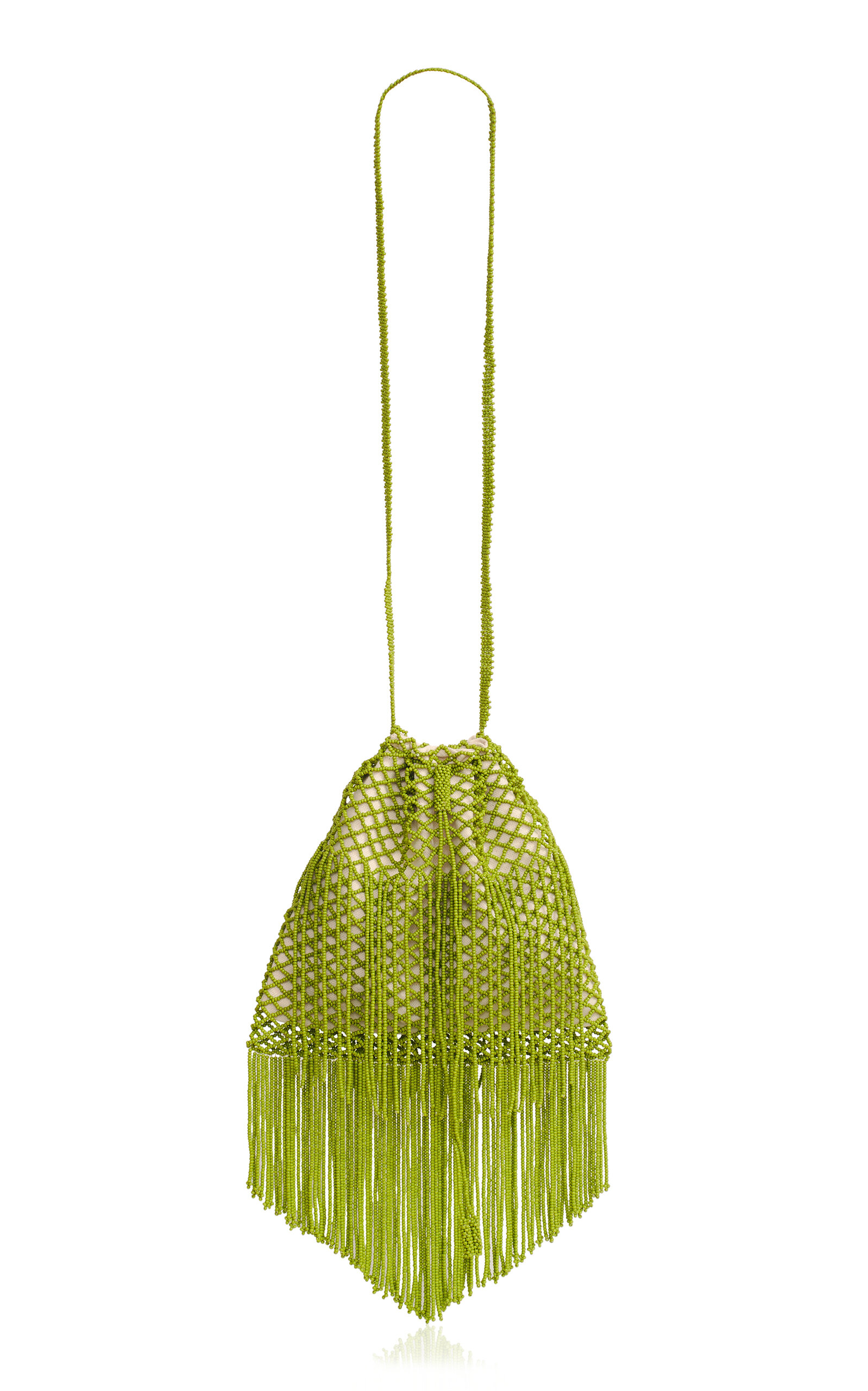 Fringe Olive Beaded Bag