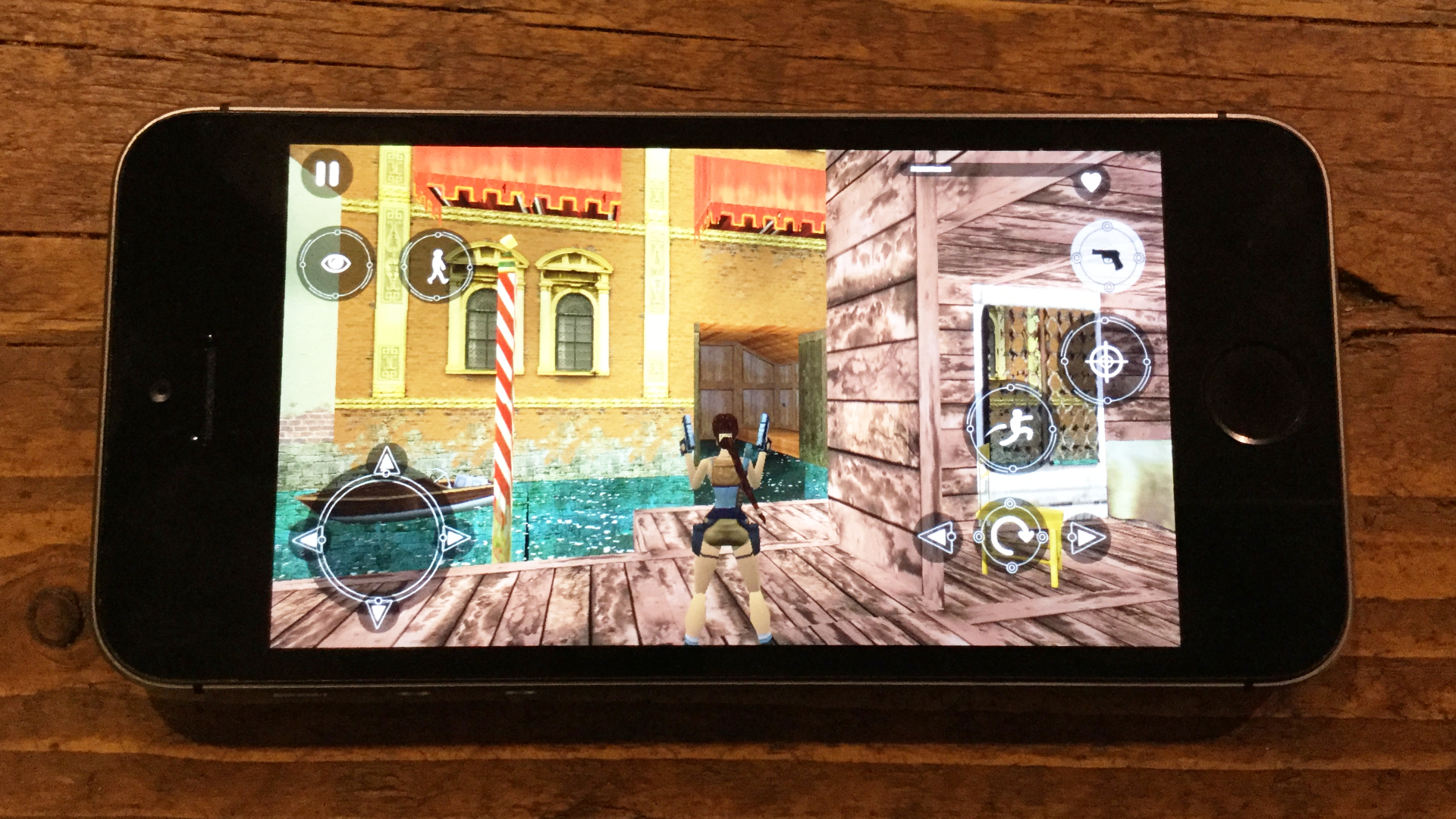 iPhone SE first-generation running Tomb Raider 2