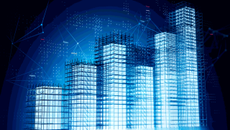 scaffolding architecture with blue glow