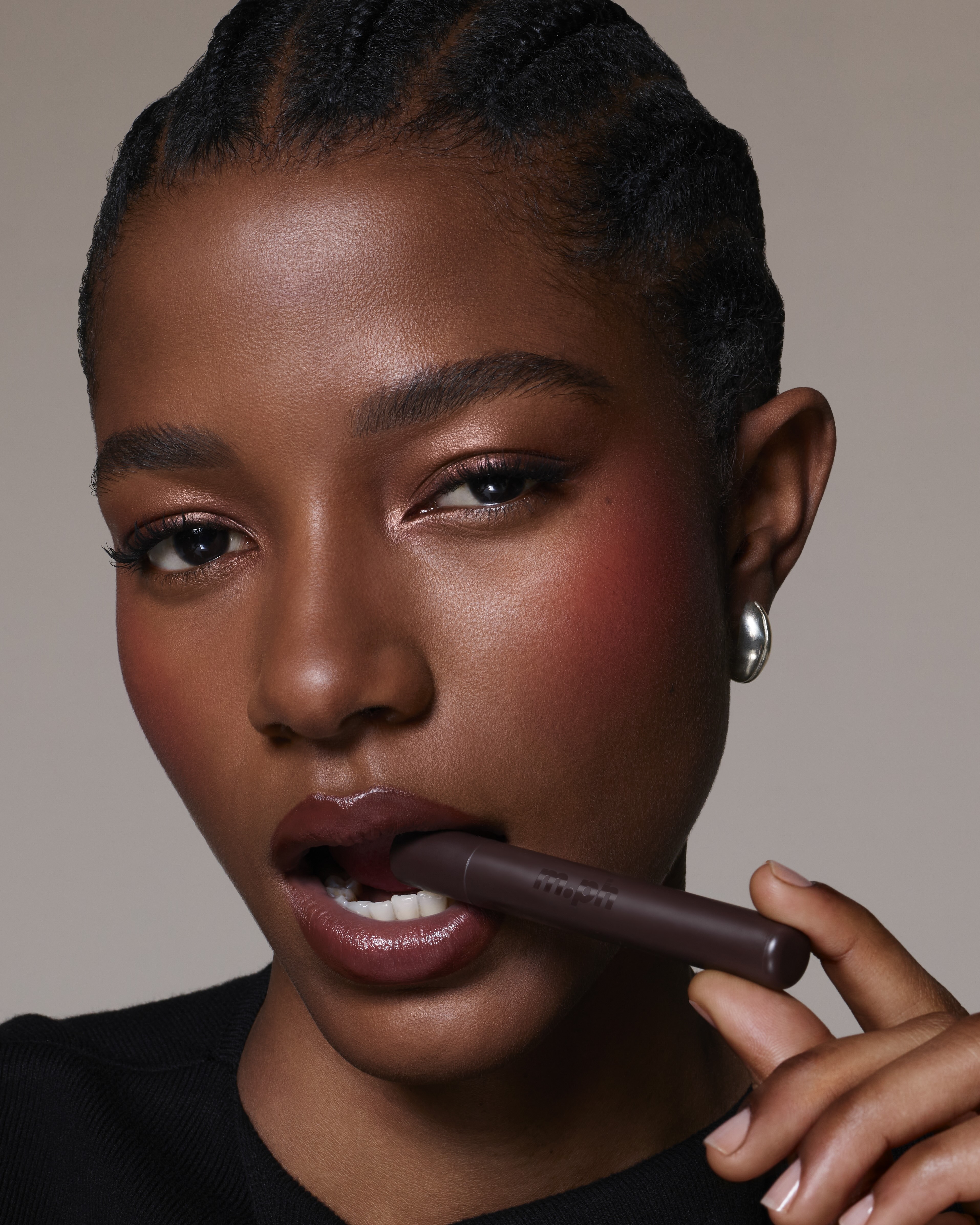 Campaign imagery from Mary Phillips's new makeup line