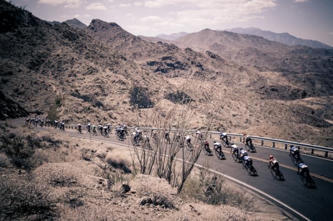 Riders head down towards the heat of Palm Springs.