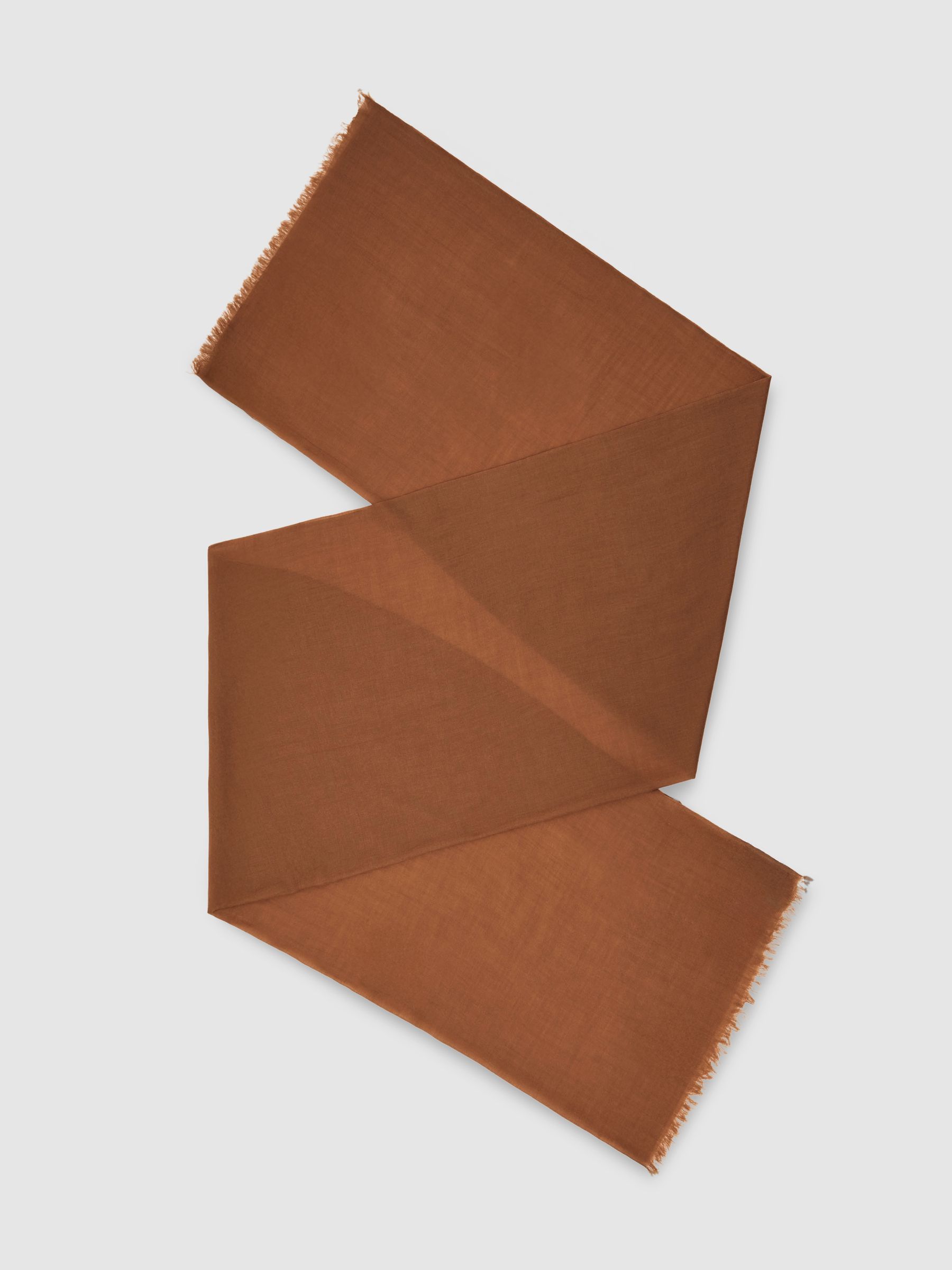 Wool-Cashmere Lightweight Scarf in Camel