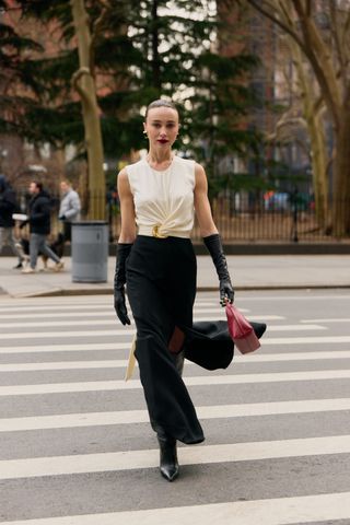 Woman in elegant dress.