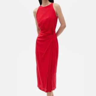 red midi dress