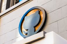 The GitHub sign outside its headquarters