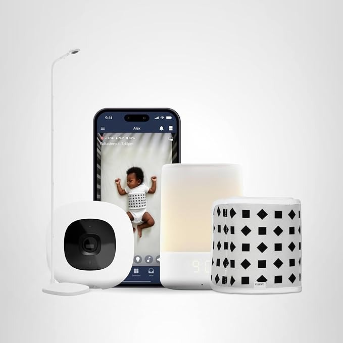 Nanit, Nanit Essentials Smart Baby Monitor With Floor Stand &amp;ndash; 1080p Hd Wi-Fi Camera, Sensor-Free Breathing Monitoring, Sleep Tracking, Two-Way Audio, Night Vision, Motion &amp;amp; Cry Notifications, White