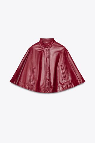 Leather Cropped Zip Cape