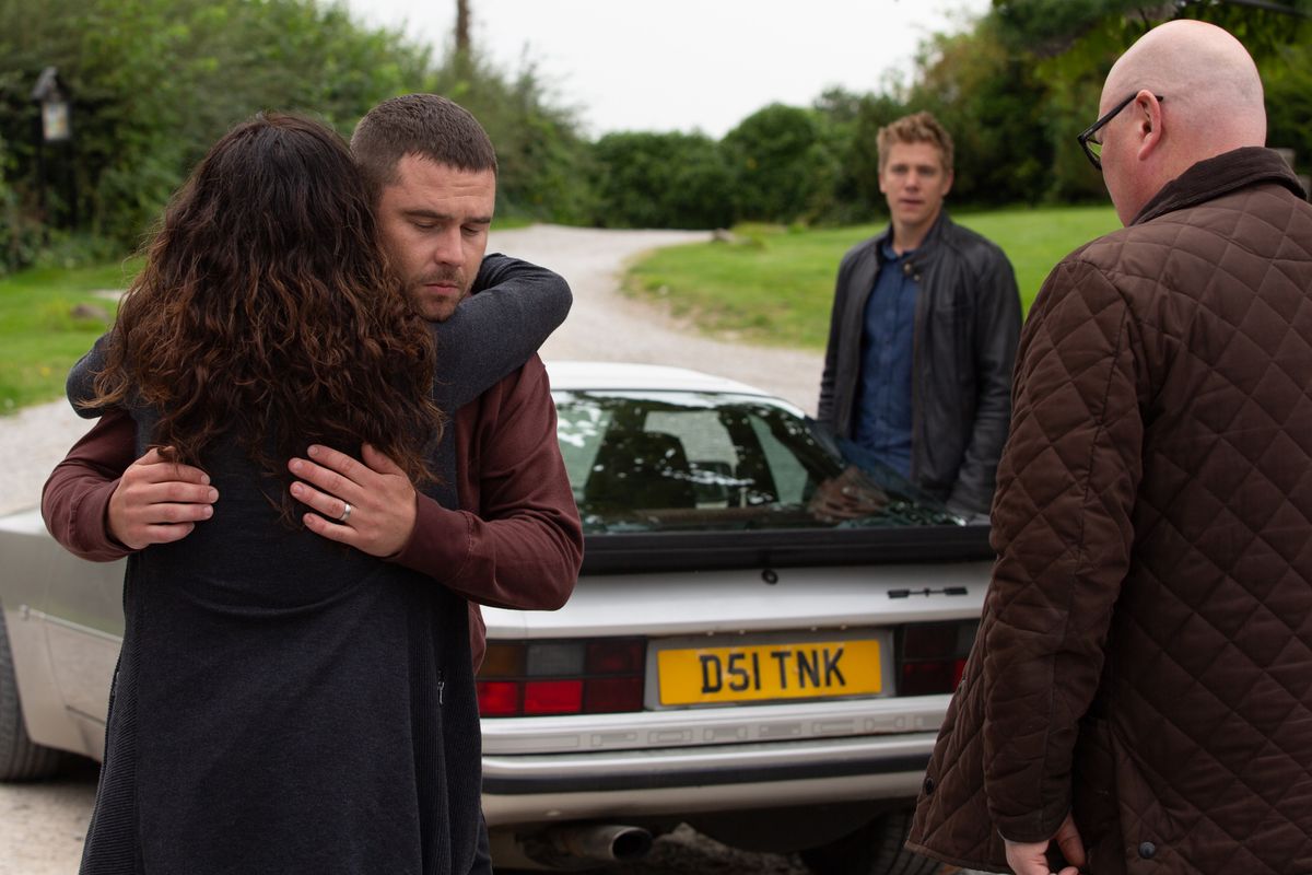 Robert and Aaron leave in Emmerdale