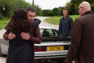 Robert and Aaron leave in Emmerdale