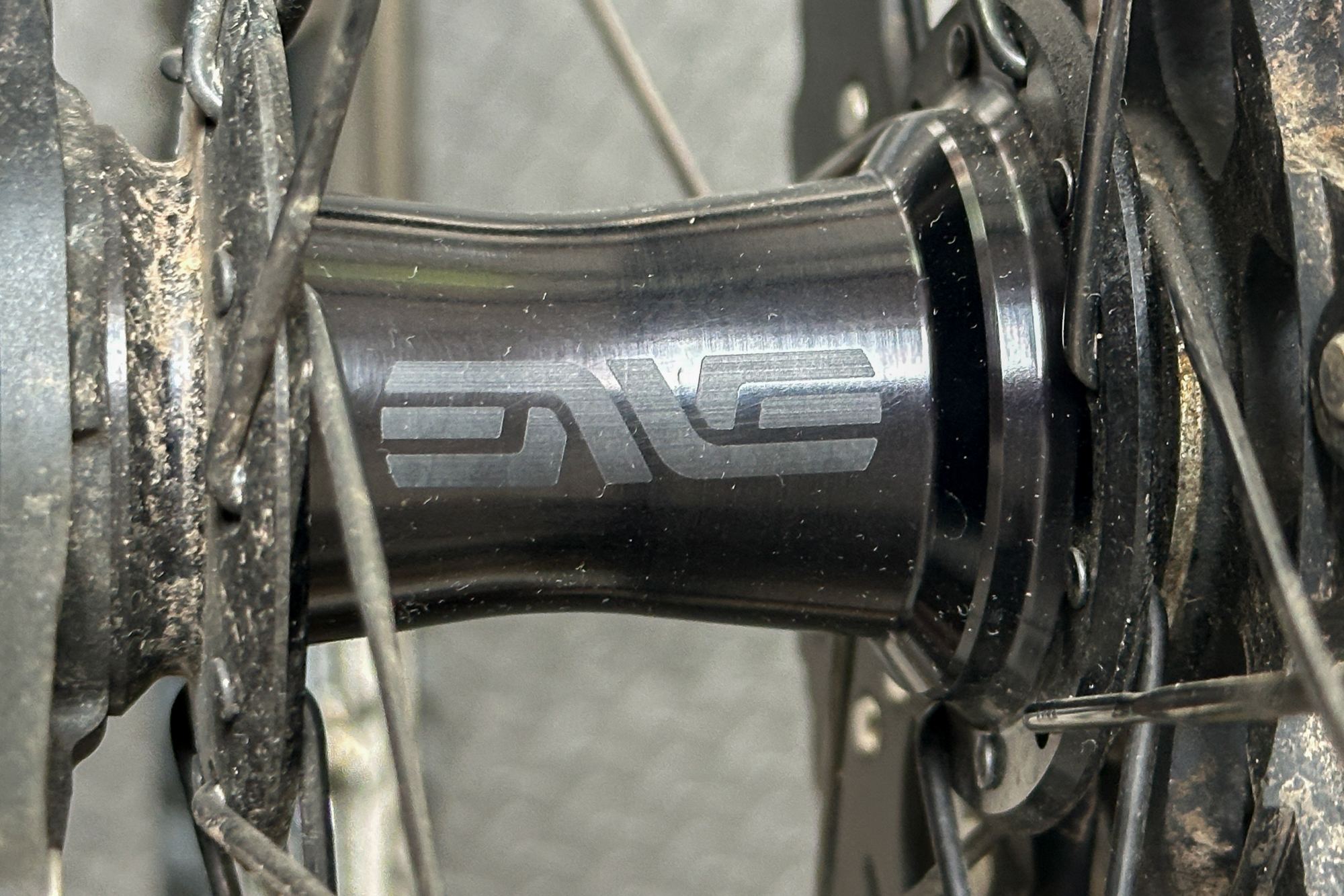 Close up of ENVE rear hub in black