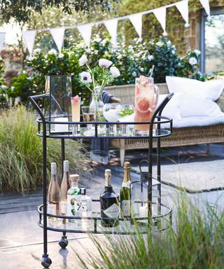 Bar cart in a garden