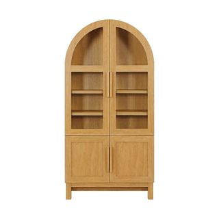 Better Homes & Gardens Juliet Kitchen Rounded Solid Wood Frame Arc Cabinet, Light Honey Finish