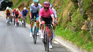 Ben Healy of Ireland and Team EF Education - EasyPost competes in the breakaway during the 64th Itzulia Basque Country 2025