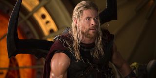 Chris Hemsworth arriving in Asgard in Thor: Ragnarok