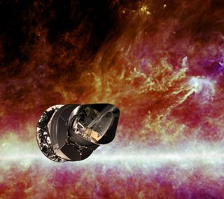 Artist's impression of the European Space Agency's Planck spacecraft. Planck's main goal is to study the Cosmic Microwave Background — the relic radiation left over from the Big Bang.