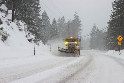 Snowstorm in Lake Tahoe, California. 