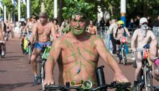 The World Naked Bike Ride on The Mall, in London