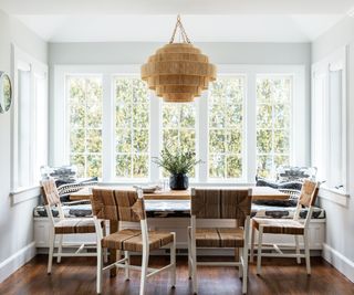 Spring dining room with a spring plant as a centrepiece
