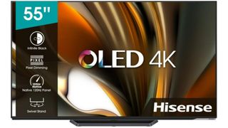Hisense A85H OLED TV on a white background