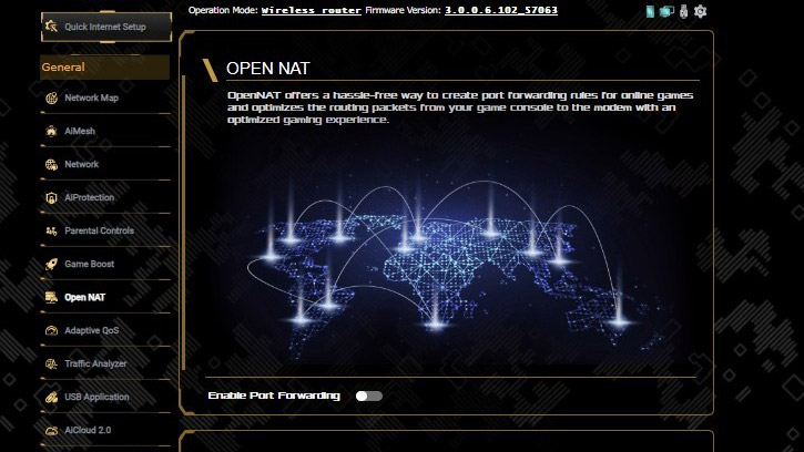 A screenshot of the Asus TUF Gaming BE6500 router web interface.