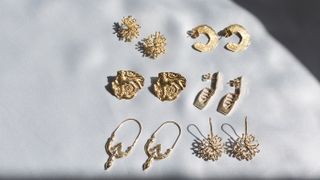 A selection of gold earrings. Lylie offers silver, gold plated, 9ct, 14ct and 18ct designs