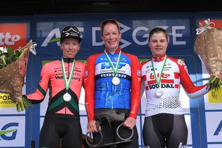 Kirsten Wild (WNT-Rotor) tops the podium at Women's WorldTour Driedaagse Brugge-De Panne
