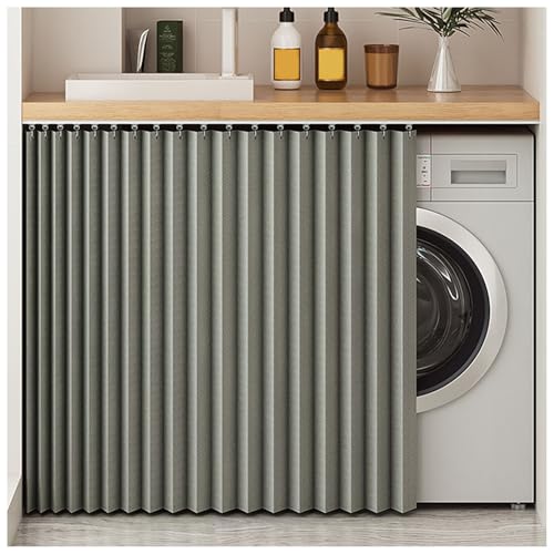 Cabinet Curtains Kitchen, Blackout Dust Proof Privacy Closet Curtain for Open Closet Short Kitchen Curtains Waterproof Under Sink Curtain for Kitchen Storage Room(gray,curtain H 80cm/60cm Track)