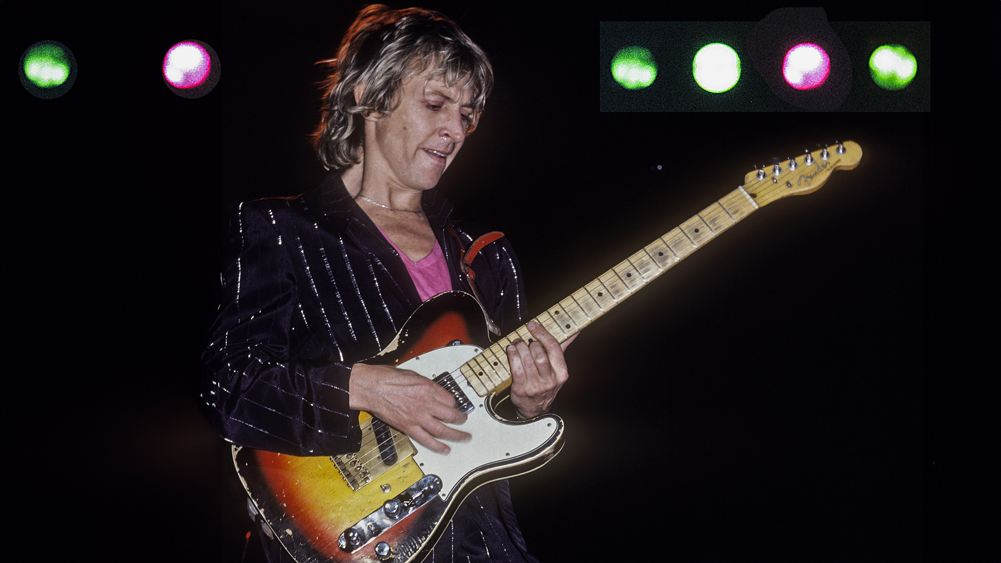 Andy SUMMERS and POLICE, Andy Summers performing live onstage, playing Fender Telecaster guitar, January 1981