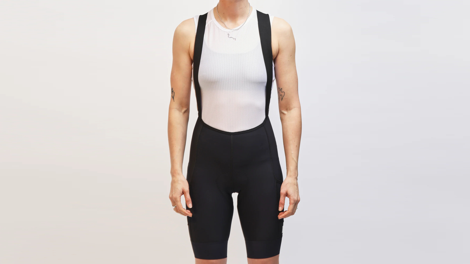 Albion Women’s ABR1 Pocket Bib Shorts on a white background