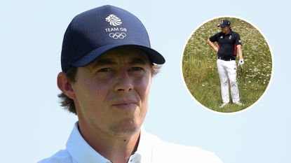 Matt Fitzpatrick Withdraws From 2024 Men&#039;s Olympic Golf Event: Matt Fitzpatrick in Team GB kit with an inset image of Matt Fitzpatrick standing in the long grass at Le Golf National