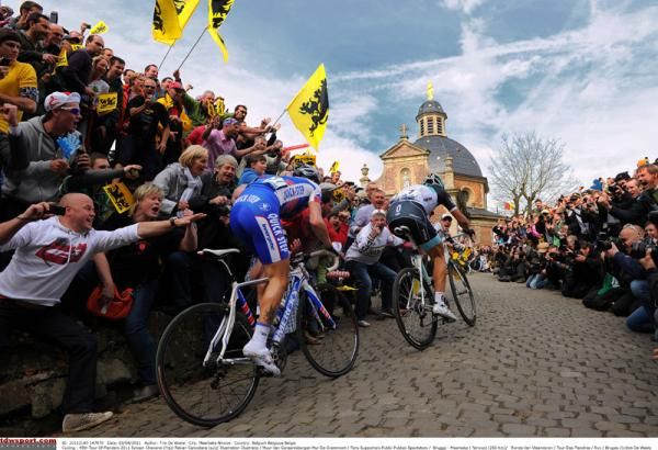 The Tour of Flanders with Cancellara leading Chavanel