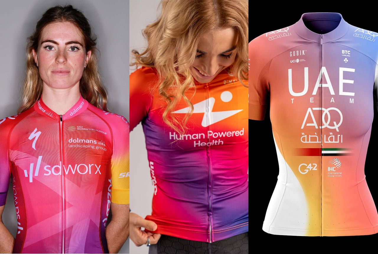 The new SD Worx, Human Powered Health and UAE Team ADQ jerseys