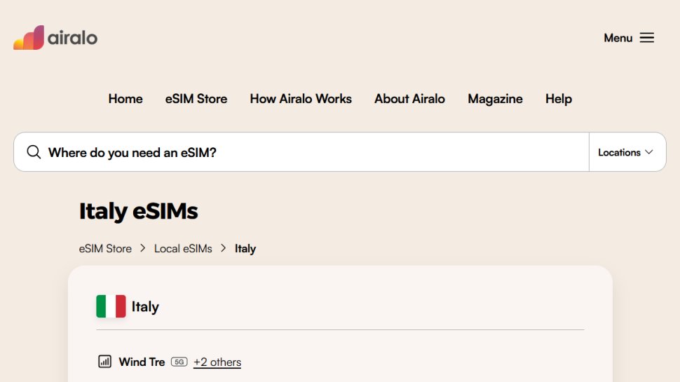 Airalo website screenshot (February 2026).