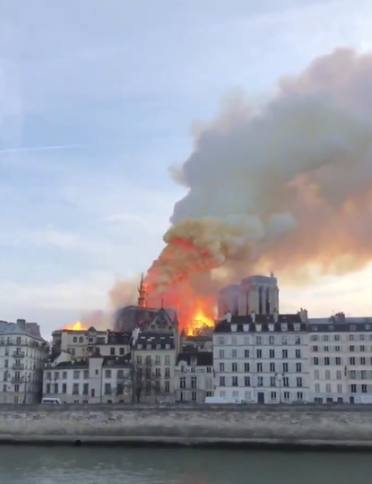 Notre Dame collapsing.