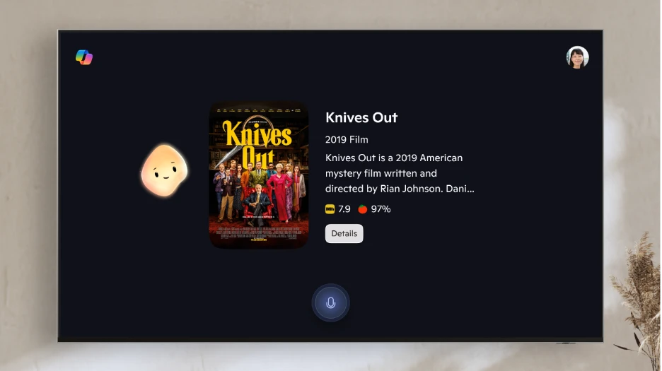 A photo showing Copilot&#039;s interface on a TV