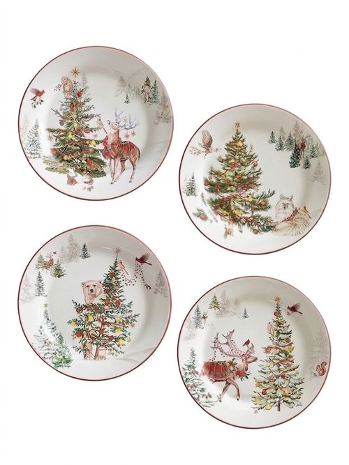 Enchanted Forest Salad Plates &ndash; Mixed Set of 4