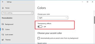 Windows 10 disable transparency increase system speed