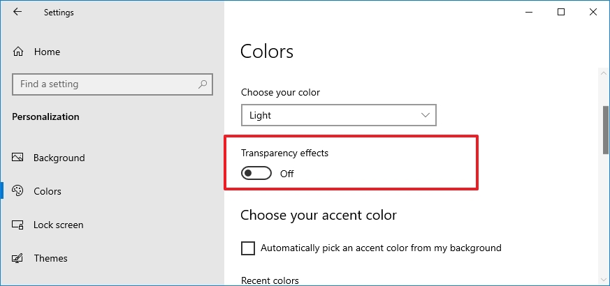 Windows 10 disable transparency increase system speed