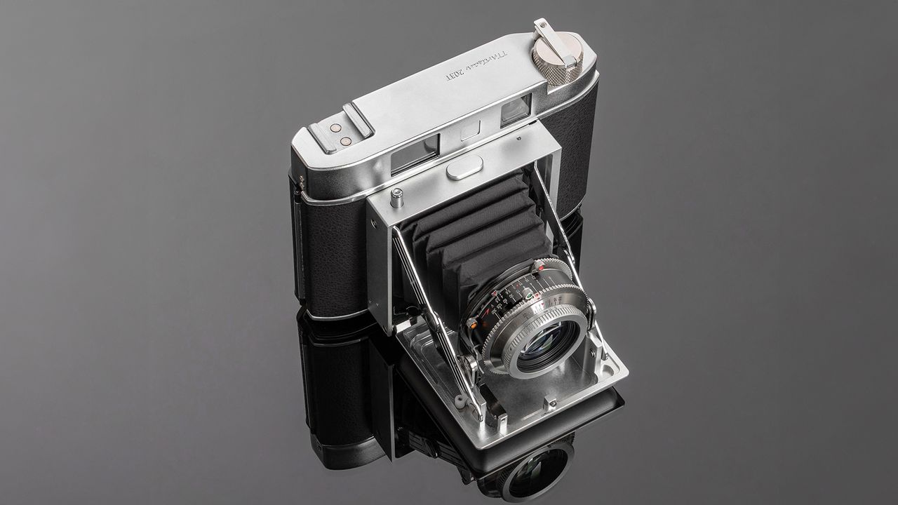 An image of the upcoming TTArtisan folding bellows camera
