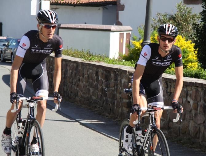 The Schleck brothers before the start