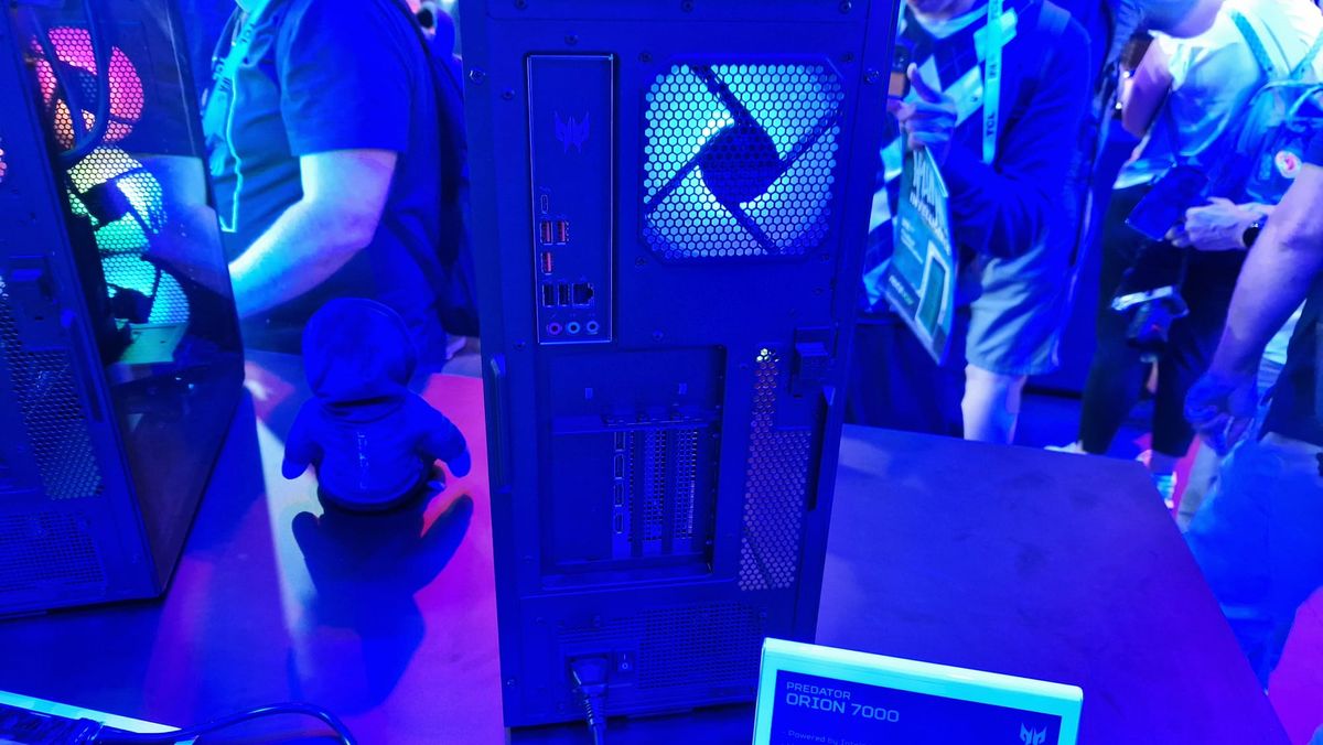 The rear IO ports on the Acer Predator Orion 7000
